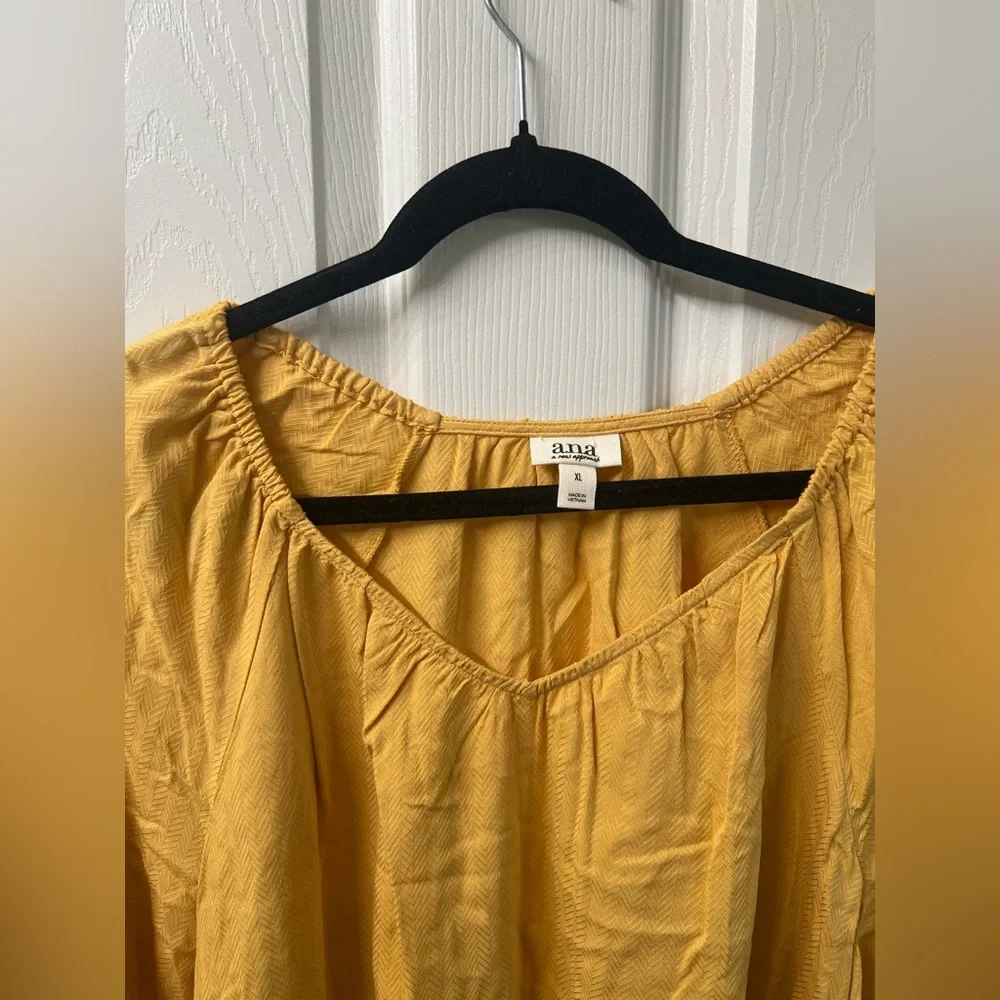 a.n.a Yellow Long Sleeve Relaxed Blouse NWT - Picture 3 of 6